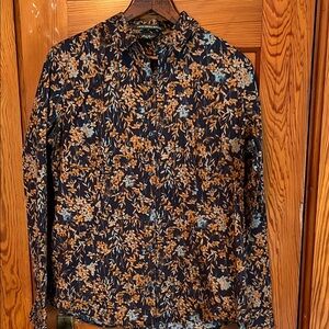 Eddie Bauer Navy and Orange Floral Shirt